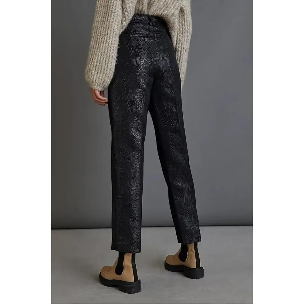ANTHROPOLOGIE The Essential Slim Straight Shiny Jacquard Pants // 2